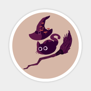 Witch Cat Magnet - Witch Cat, Witch-Craft by kwardart